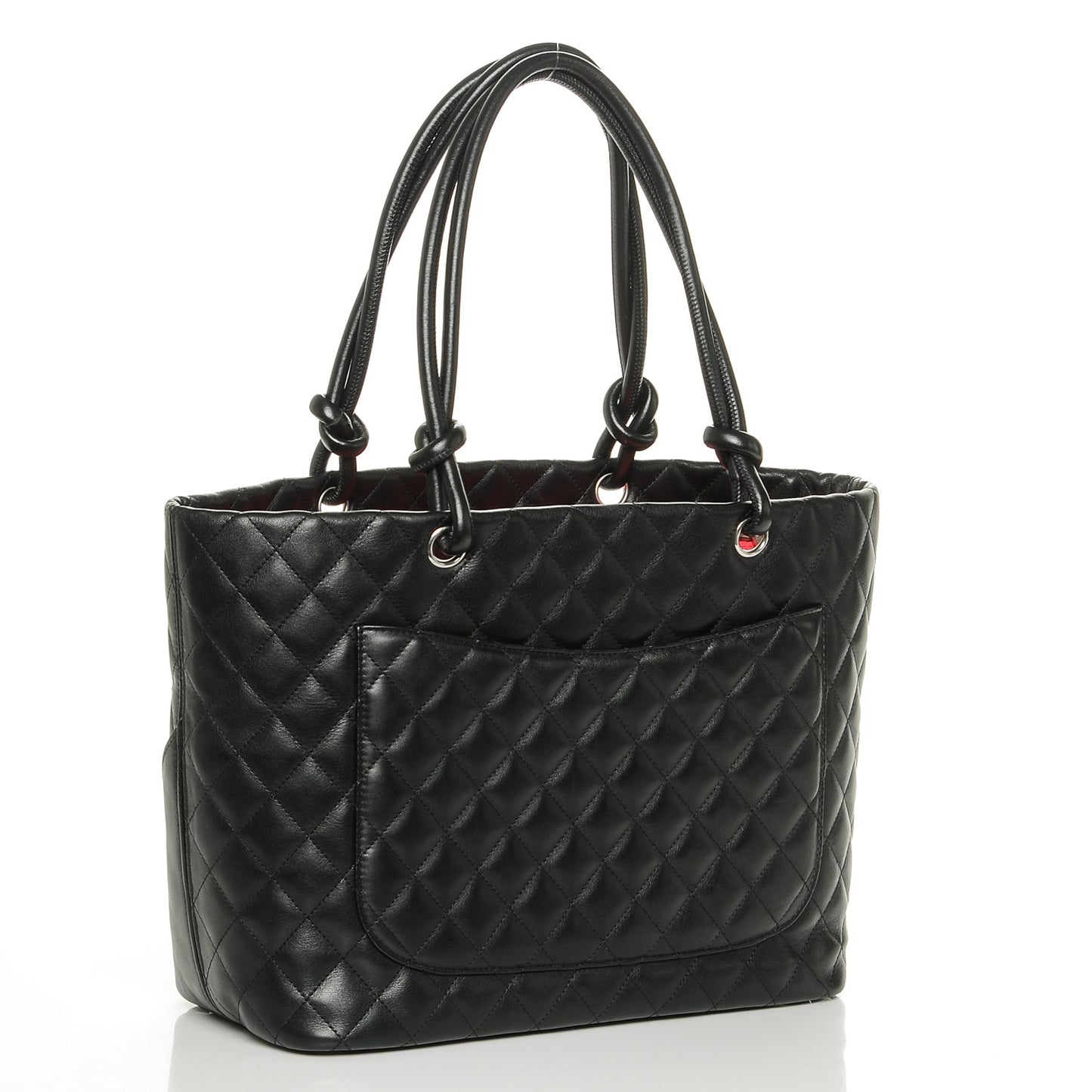 Calfskin Quilted Large Cambon Tote Black White