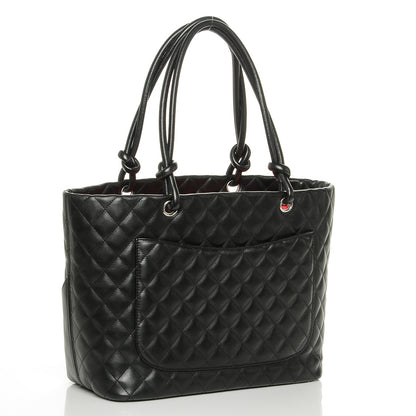 Chanel Calfskin Quilted Large Cambon Tote Black White 3 of 7