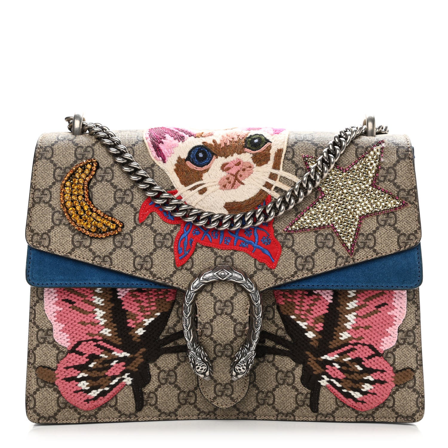 Gucci GG Supreme Monogram Embroidered Medium Dionysus Shoulder Bag Blue 1 of 19