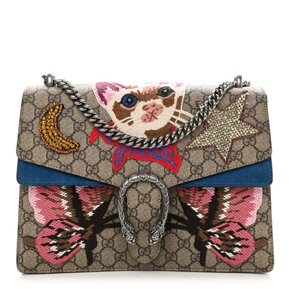 Gucci GG Supreme Monogram Embroidered Medium Dionysus Shoulder Bag Blue 1 of 19