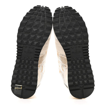 Valentino Garavani Suede Crystal Camustars Womens Rockrunner Sneakers 40 Chalk White 5 of 9