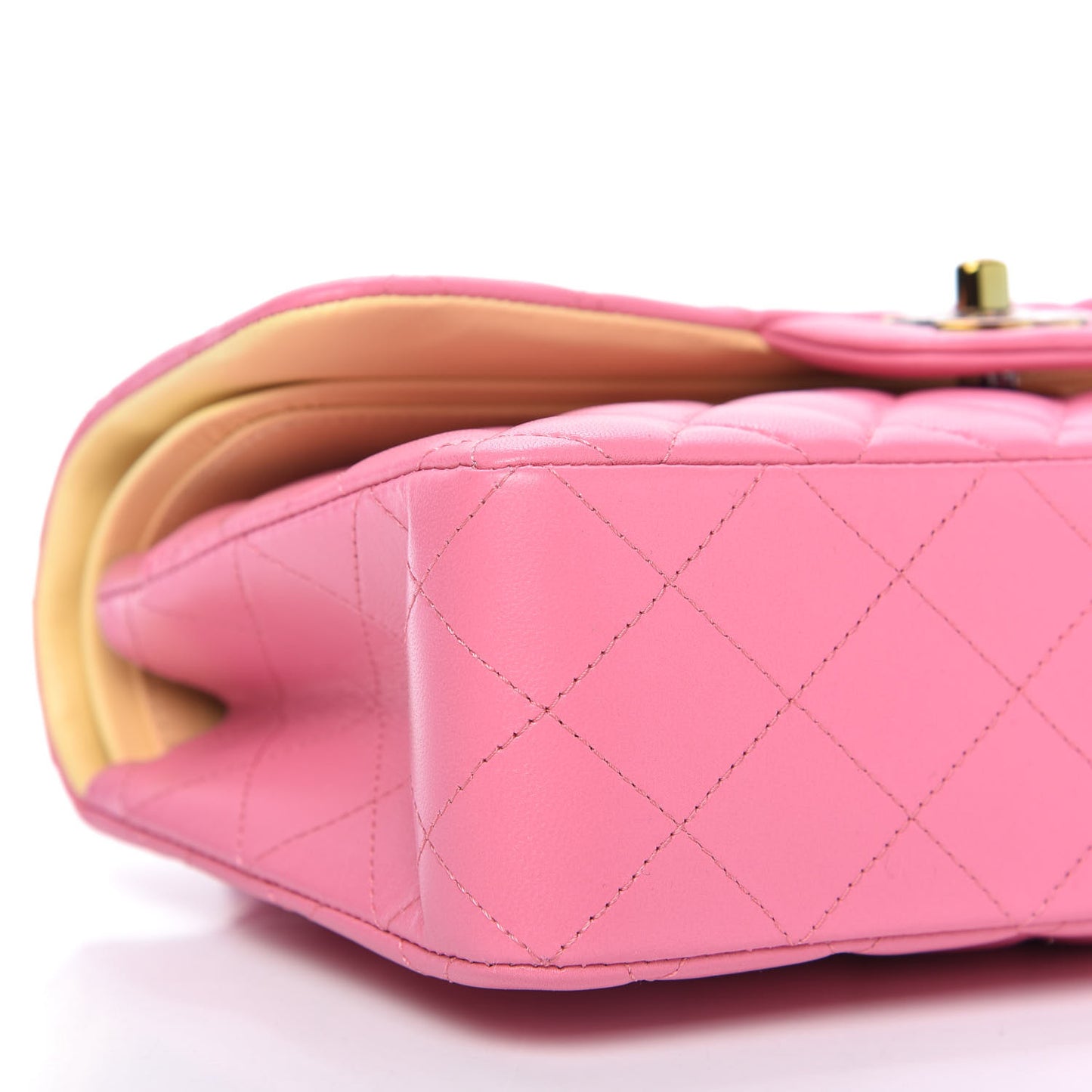 Lambskin Quilted Mini Rectangular Flap Pink Yellow