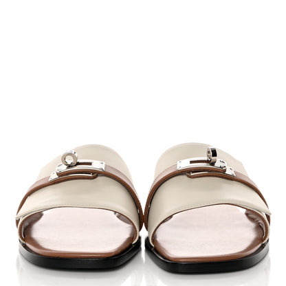 Hermes Calfskin Giulia Sandals 40 Beige Glaise Rose Perle 2 of 9
