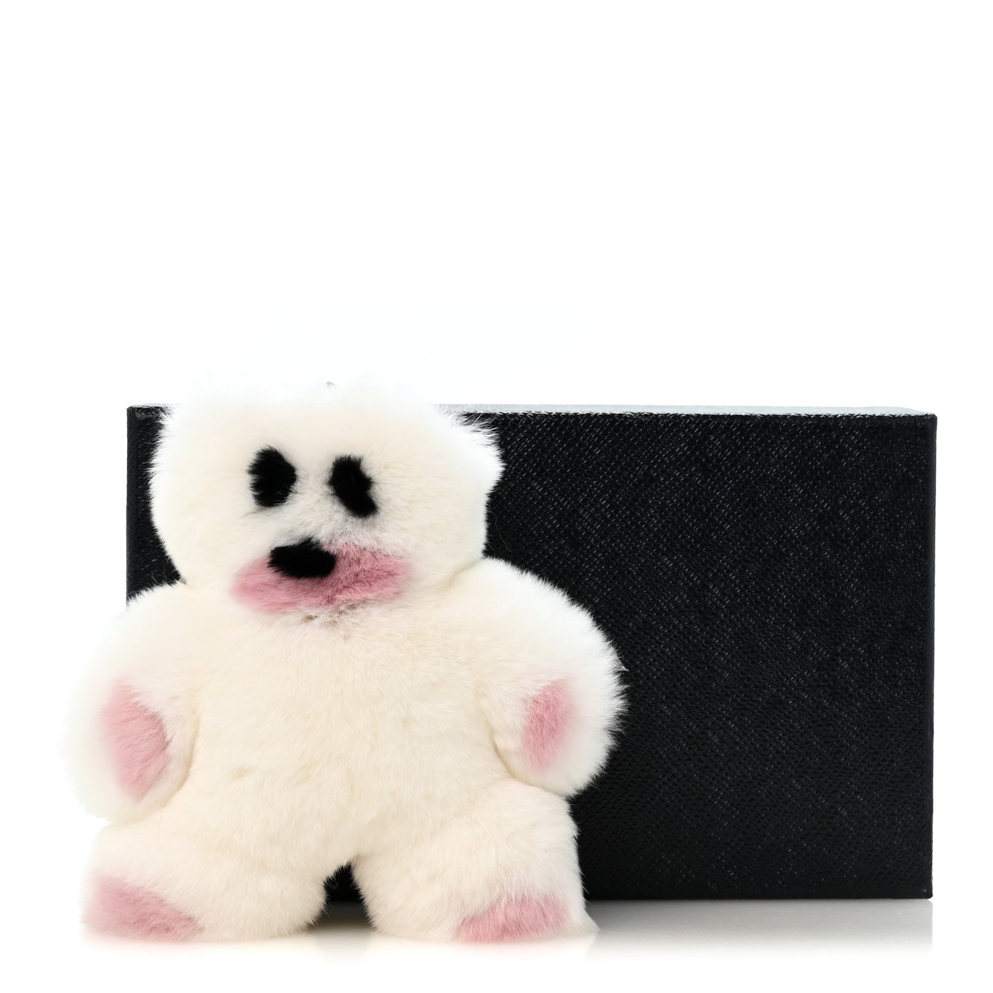 Rabbit Fur Polar Bear Keychain Charm White