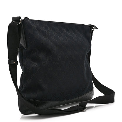 Gucci Monogram Calfskin Perforated Medium Flat Messenger Bag Black 3 of 11