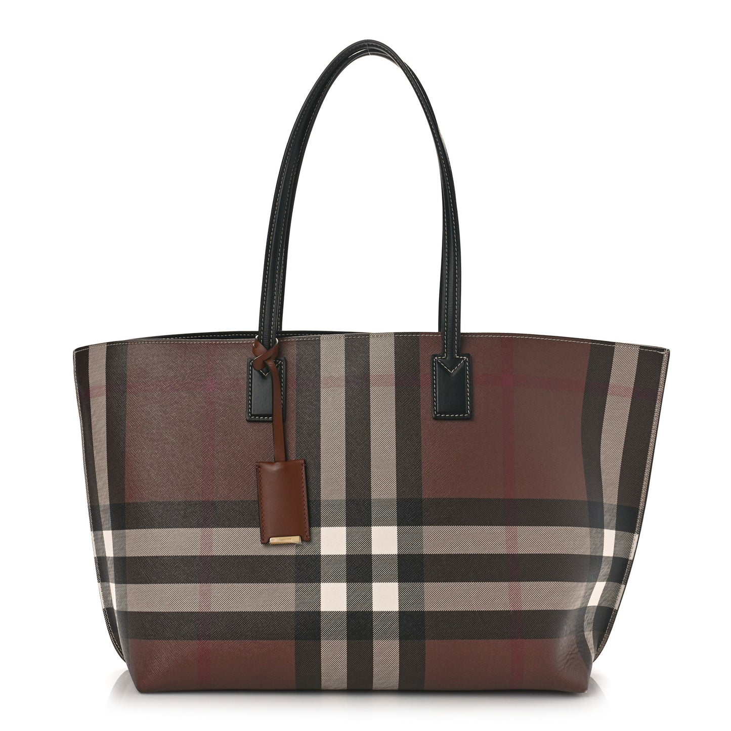 E-Canvas Check Medium Soft TB Tote Dark Birch Brown