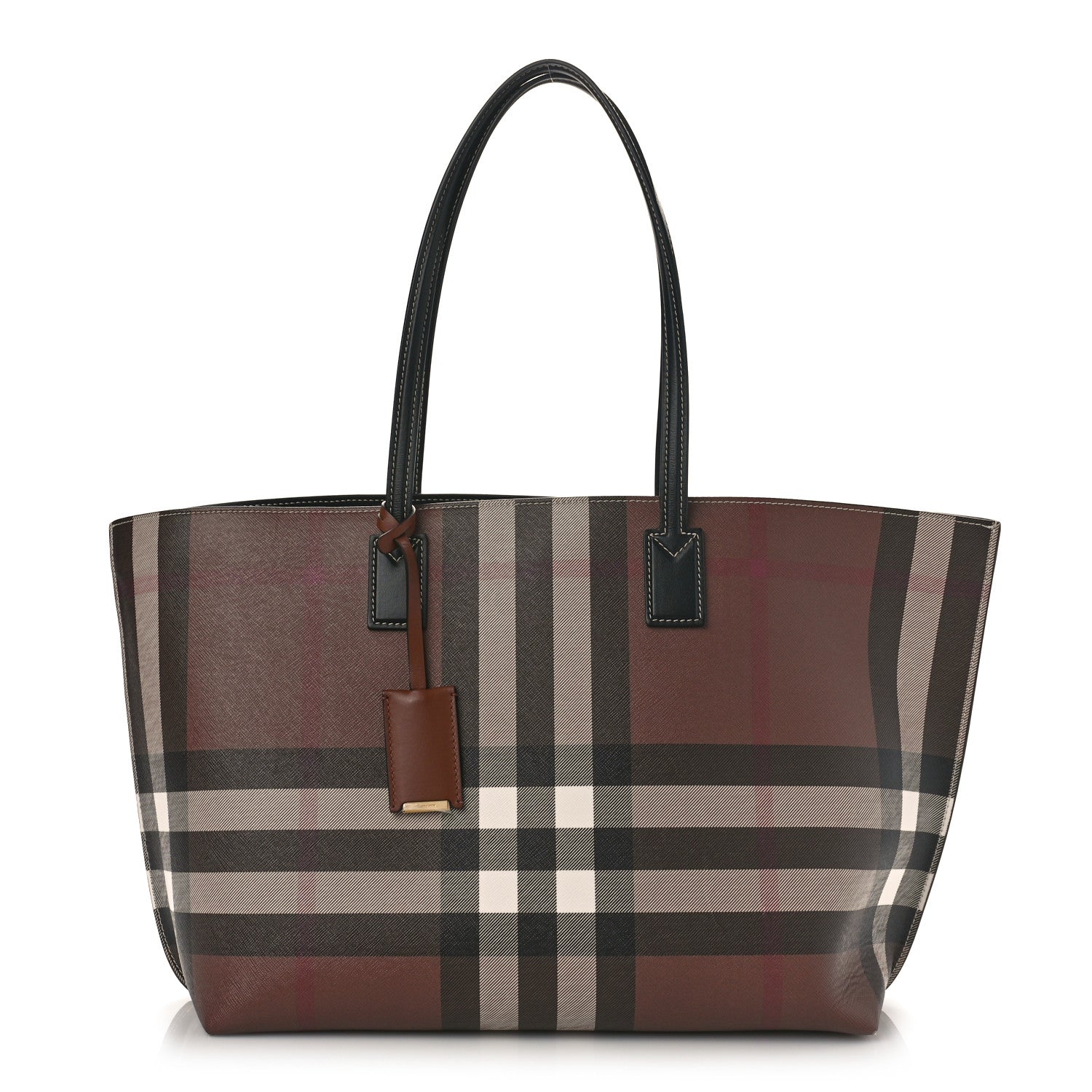 Burberry E-Canvas Check Medium Soft TB Tote Dark Birch Brown 1 of 8