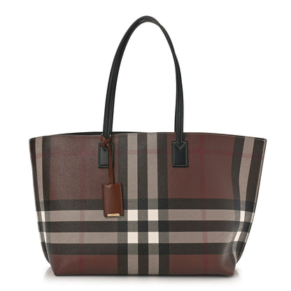 Burberry E-Canvas Check Medium Soft TB Tote Dark Birch Brown 1 of 8