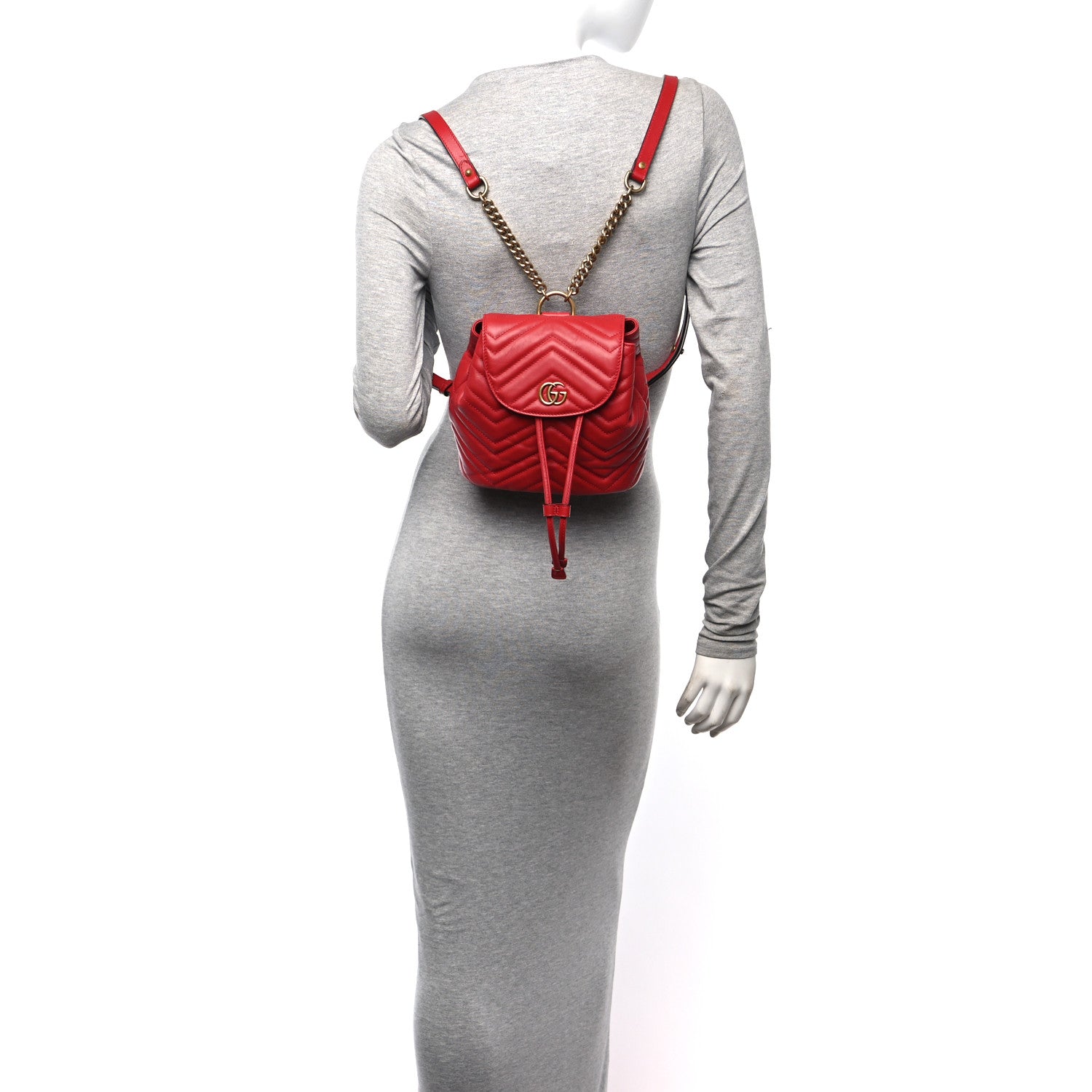 Gucci Calfskin Matelasse GG Marmont Flap Backpack Hibiscus Red 2 of 11