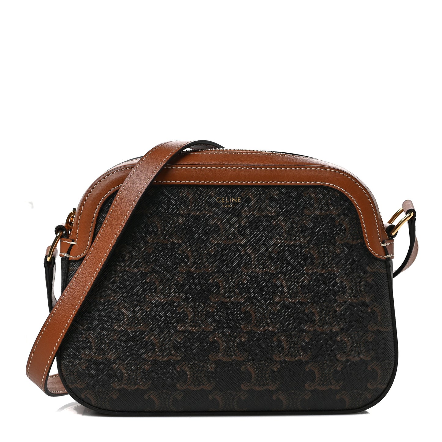 Triomphe Canvas Small Camera Bag Tan