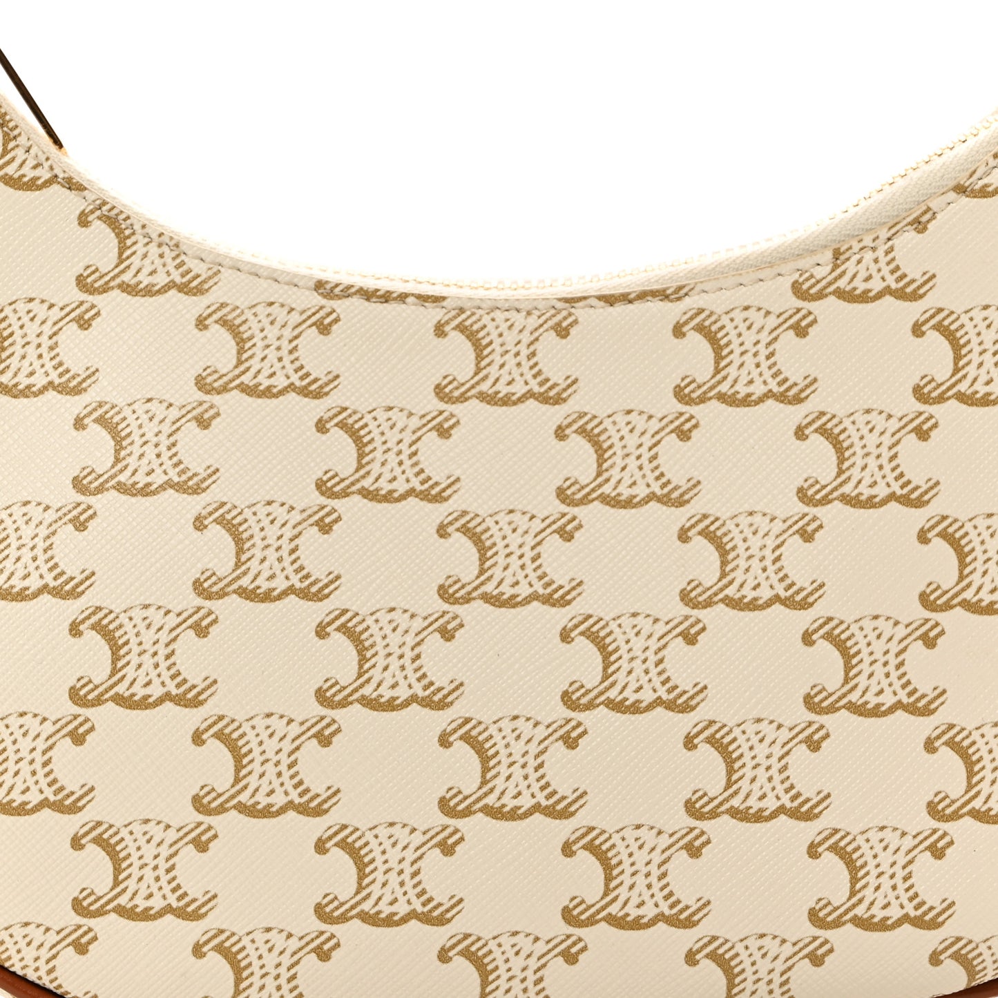 Canvas Calfskin Ava Triomphe Shoulder Bag White