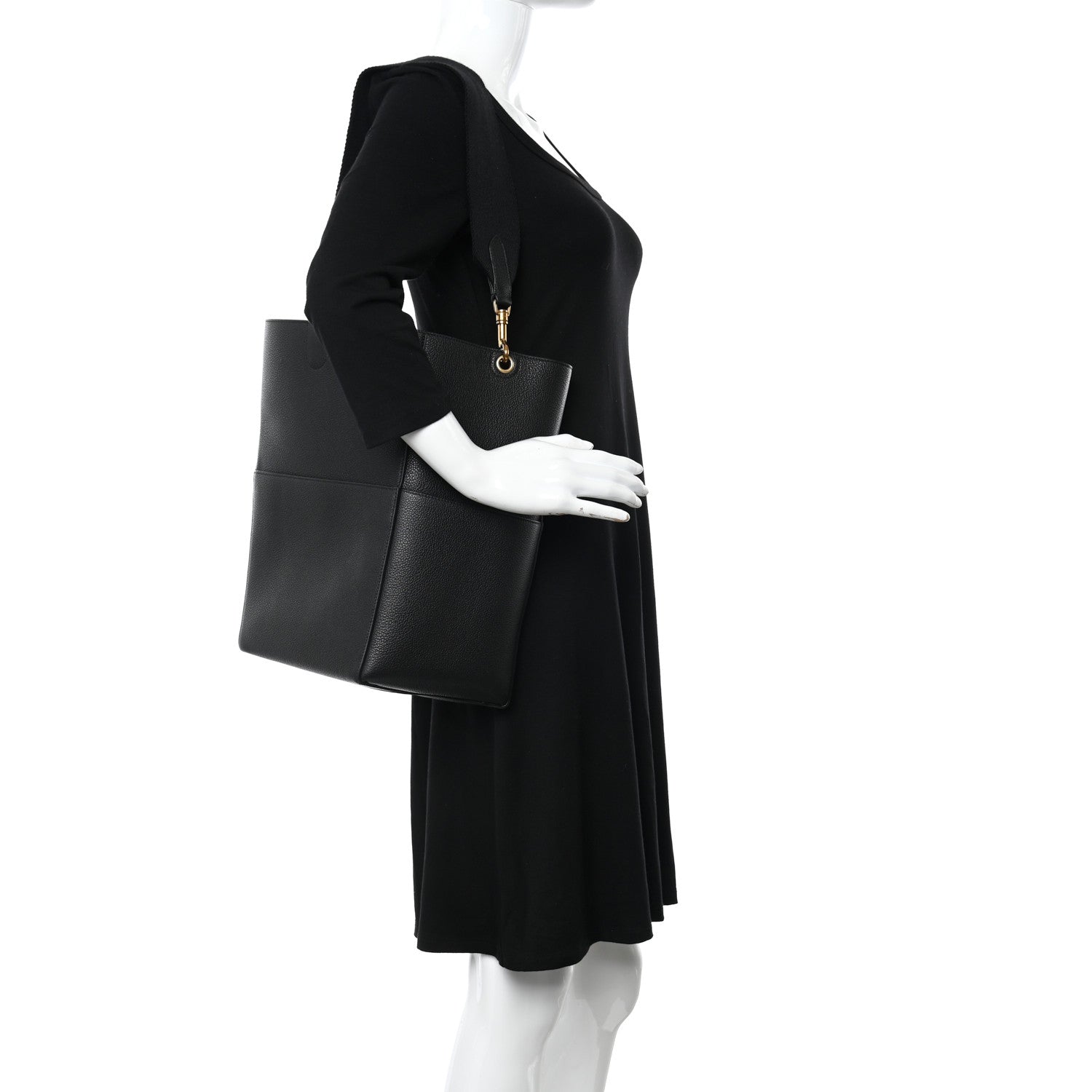 Celine Soft Grained Calfskin Sangle Bucket Bag Black 2 of 9