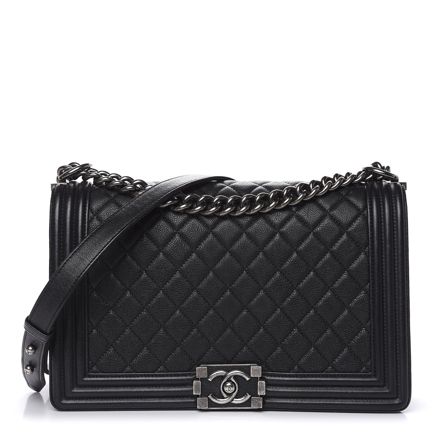 Chanel Grained Calfskin Quilted New Medium Boy Flap Black 1 of 14