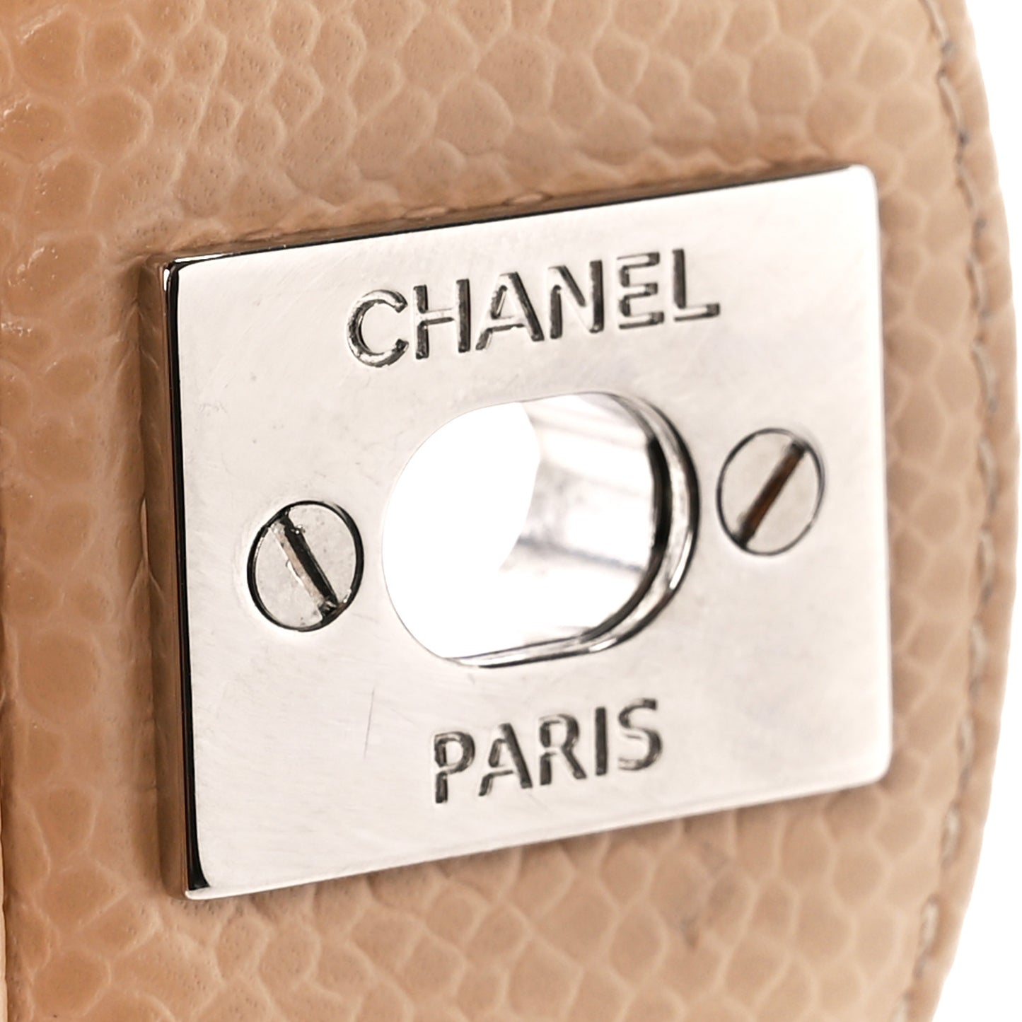 Caviar Quilted Small Double Flap Beige