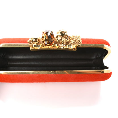 Alexander McQueen Calf Hair Long Skull Box Clutch Orange 5 of 7