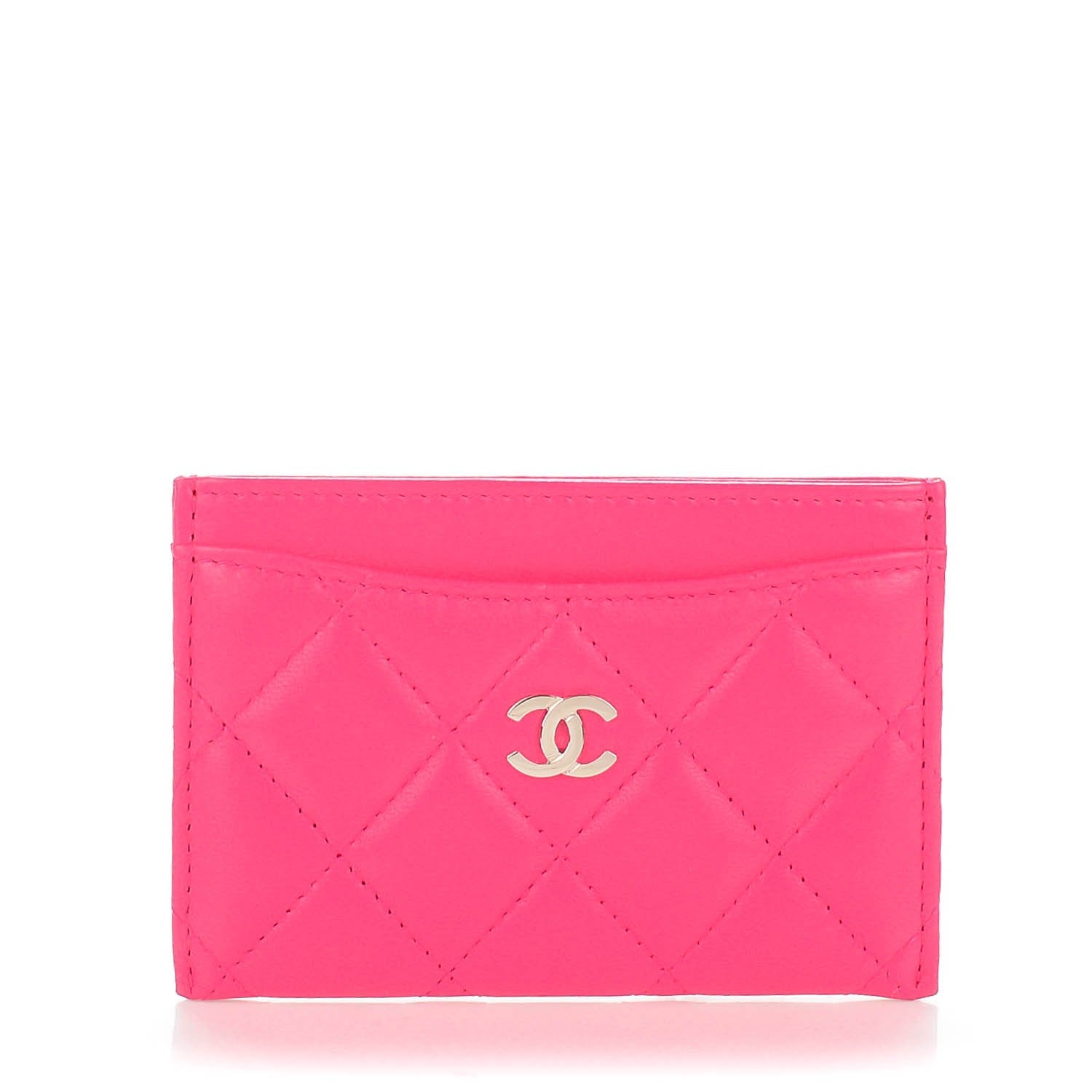 Chanel Lambskin Quilted Card Holder Fuchsia 1 of 8