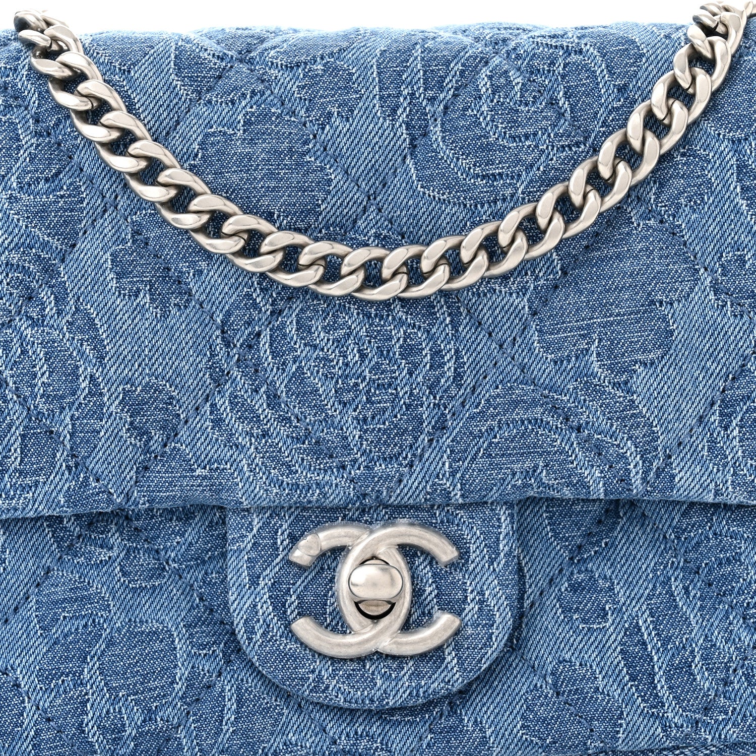Chanel Denim Quilted Camellia Sweetheart Mini Flap Blue 8 of 11