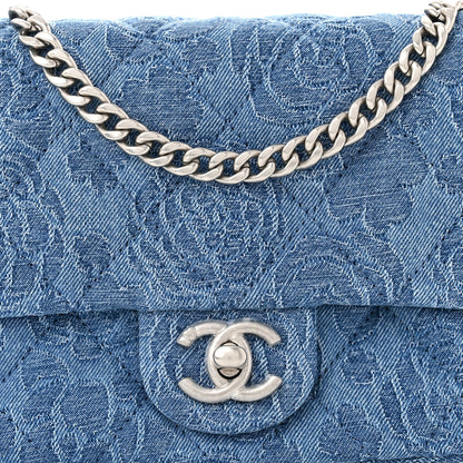 Chanel Denim Quilted Camellia Sweetheart Mini Flap Blue 8 of 11