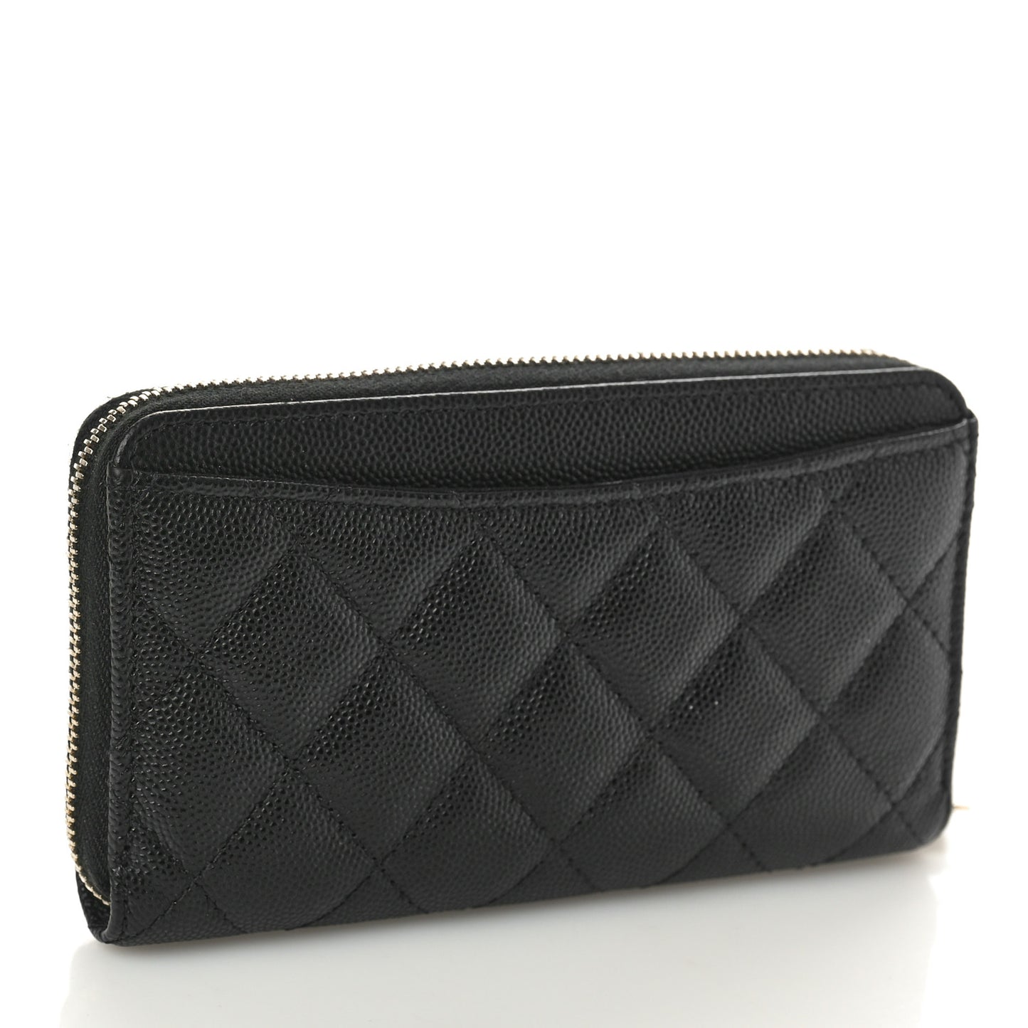 Caviar Quilted Medium Zip Around Wallet Black