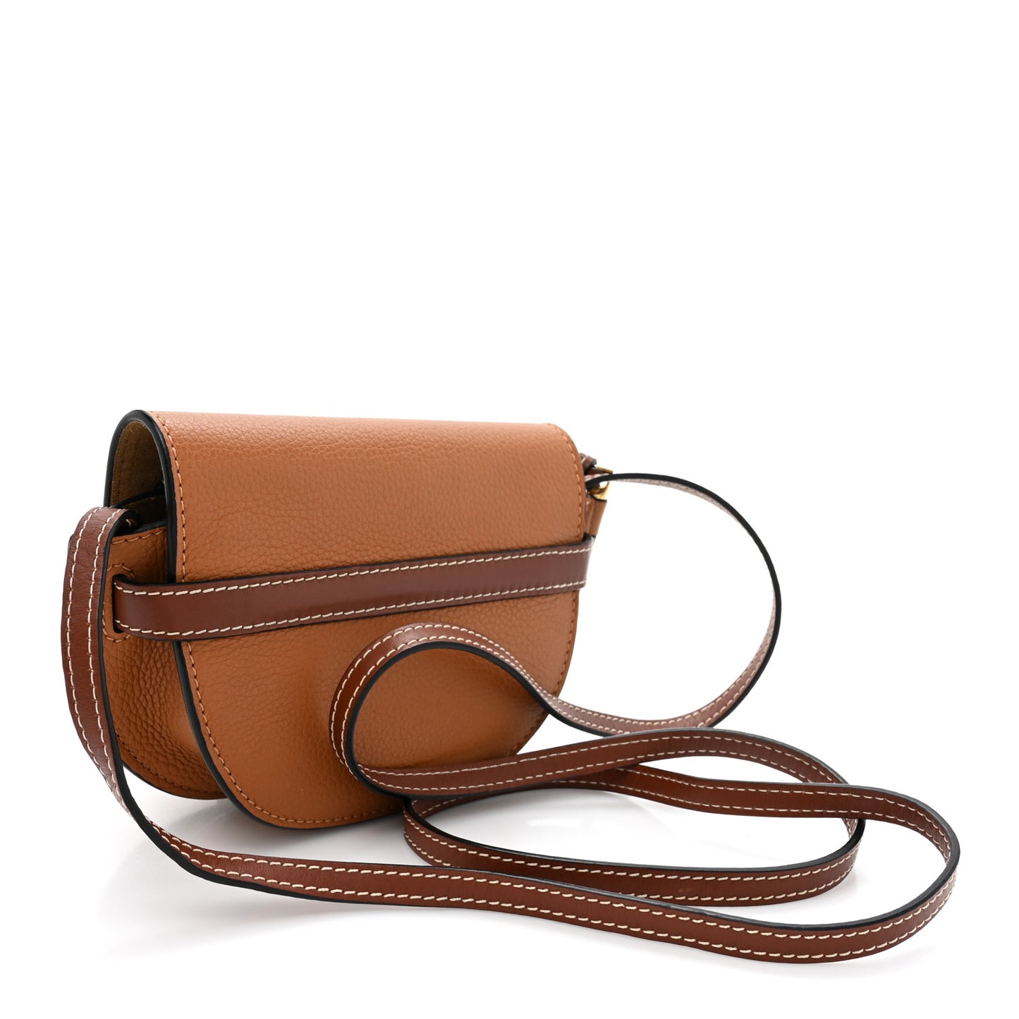 Grained Calfskin Mini Gate Crossbody Bag Caramel Pecan