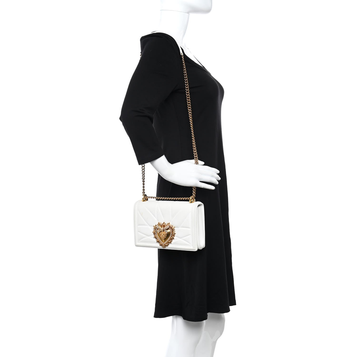 Dolce & Gabbana Calfskin Mini Devotion Crossbody Bag White 2 of 13