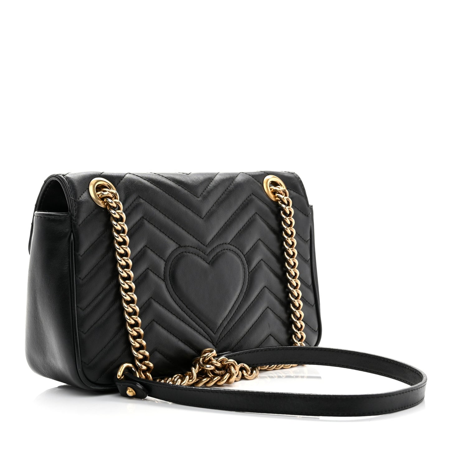 Calfskin Matelasse Small GG Marmont Shoulder Bag Black