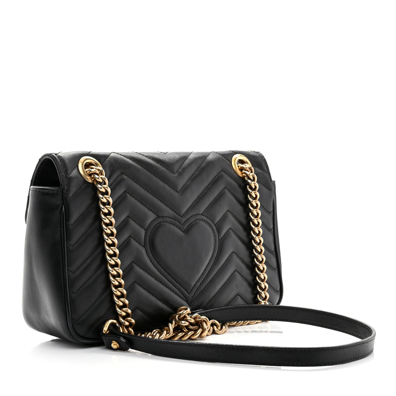 Gucci Calfskin Matelasse Small GG Marmont Shoulder Bag Black 3 of 10