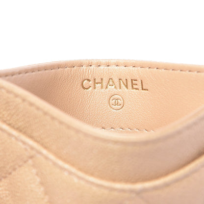 Chanel Iridescent Caviar Quilted Card Holder Beige 6 of 9