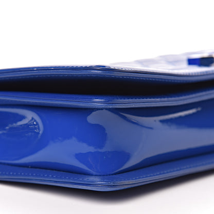 Chanel Patent Calfskin Quilted Plexiglass Boy Clutch With Removable Chain Blue 10 of 14