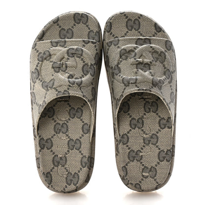 Gucci Cubic Rubber GG Monogram Womens Interlocking G Platform 42mm Slide Sandals 39 Beige Ebony 2 of 9