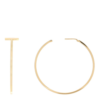 Tiffany 18K Yellow Gold Extra Large T Wire Hoop Earrings 1 of 5