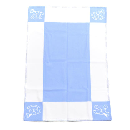 Hermes Wool Cashmere Adada Avalon Baby Blanket Blue Glacier 1 of 3