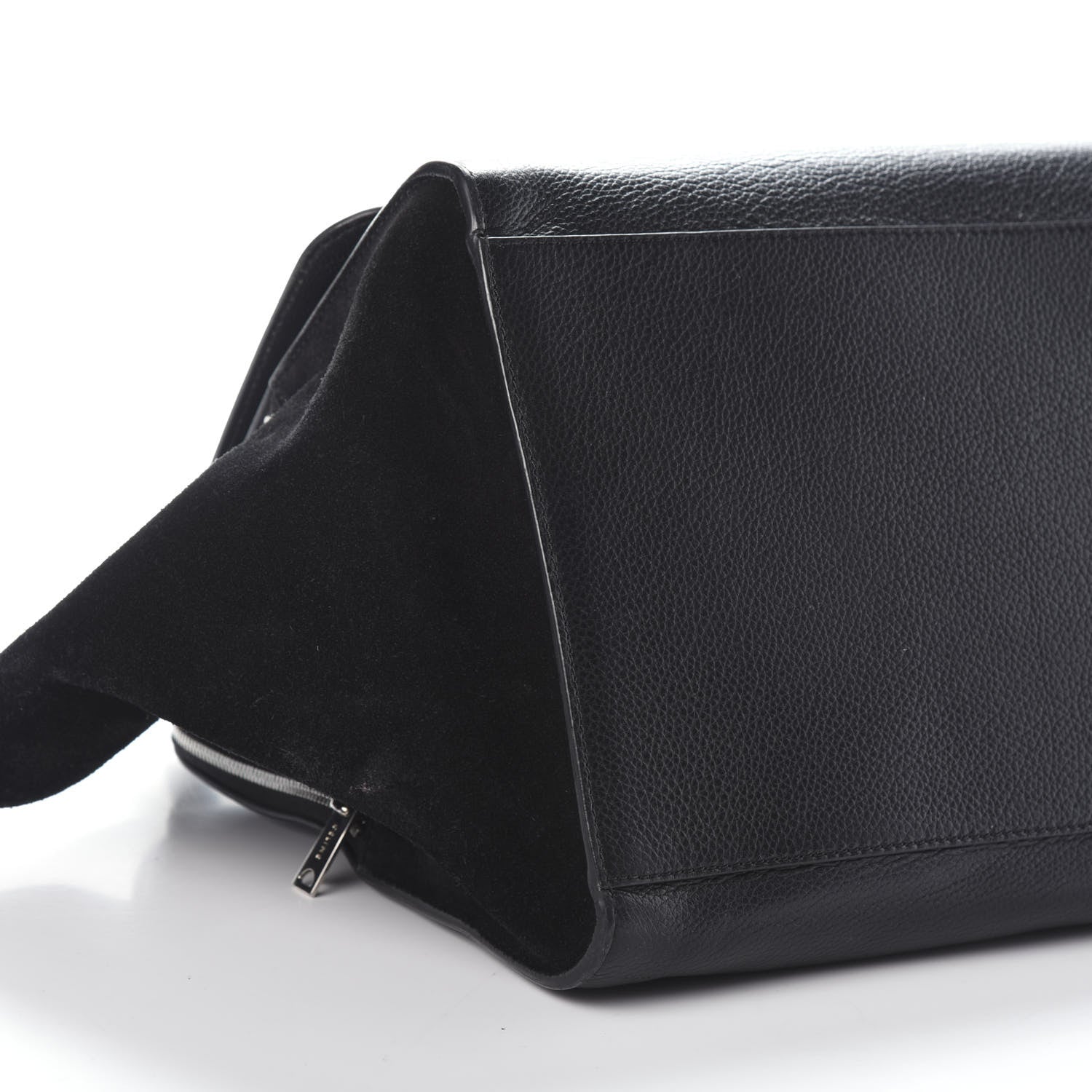 Celine Drummed Calfskin Suede Double Zip Trapeze Black 8 of 9