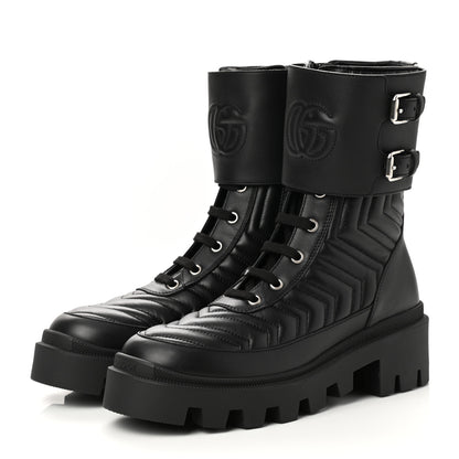 Gucci Nappa Frances GG Matelasse Platform Combat Boots 37.5 Black 3 of 9