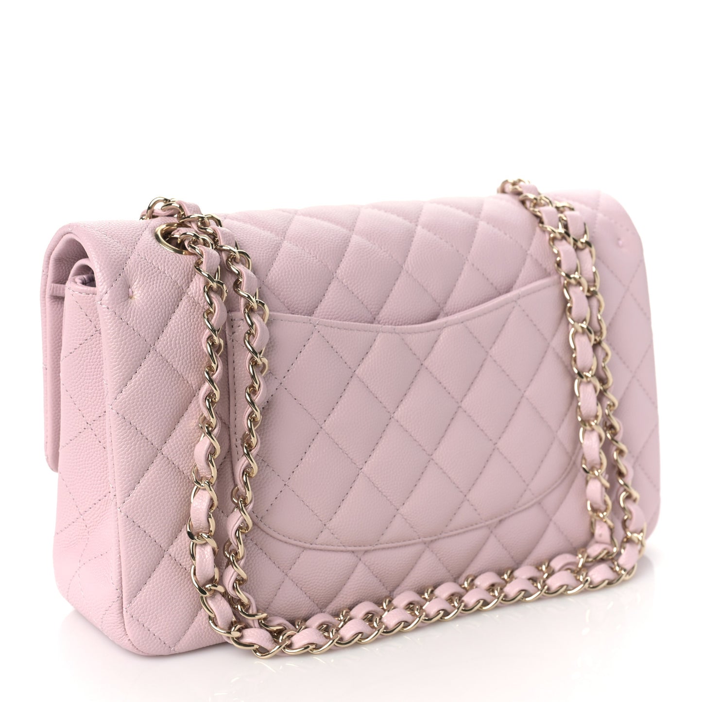 Caviar Quilted Medium Double Flap Light Pink