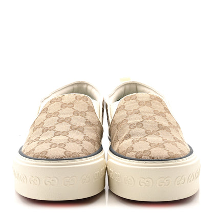 Gucci GG Monogram Womens 1977 Tennis Slip On 30mm Sneakers 38.5 Beige Ebony Mystic White 3 of 9