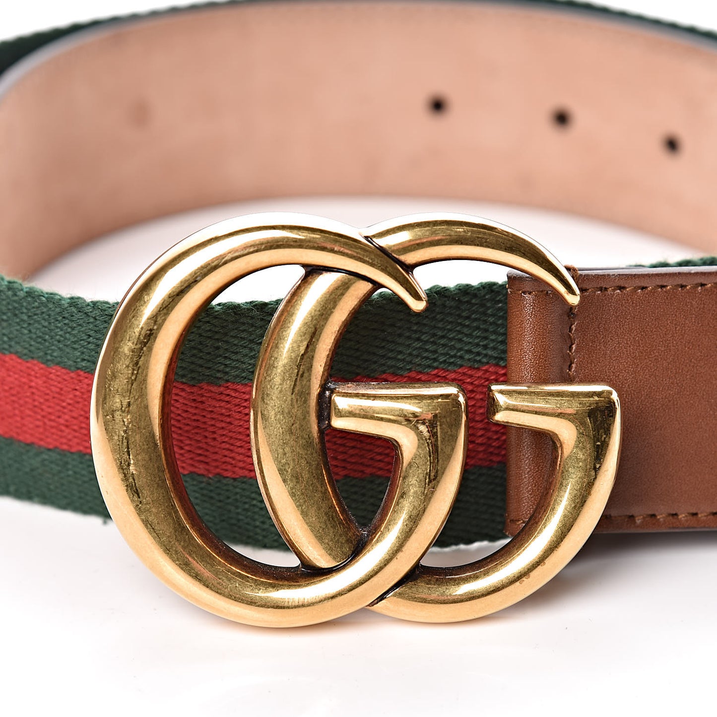Nylon Calfskin Double G Web 40mm Belt 80 32 Green Red Cuir