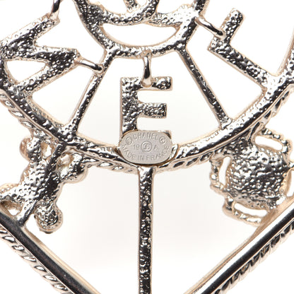Chanel Crystal Pearl CC Heart Brooch Gold 5 of 8