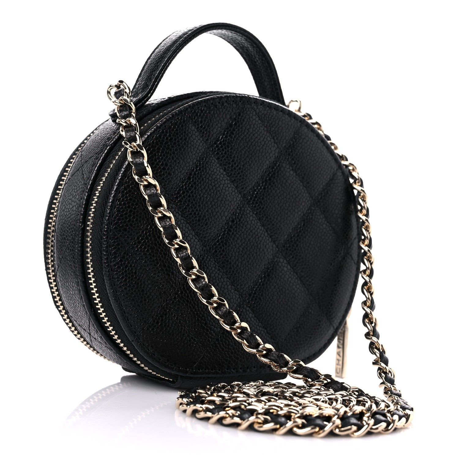 Chanel Caviar Quilted Round Handle With Care Vanity With Chain Black 3 of 10