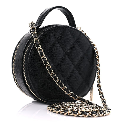 Chanel Caviar Quilted Round Handle With Care Vanity With Chain Black 3 of 10