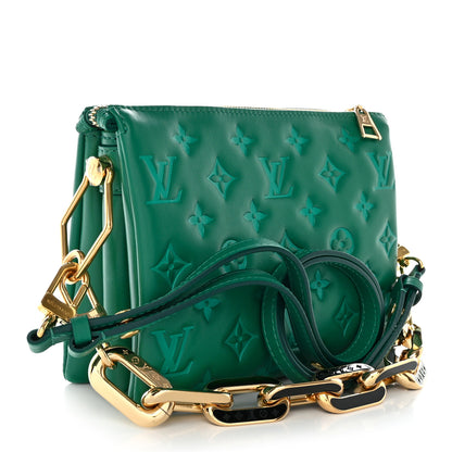 Louis Vuitton Lambskin Embossed Monogram Coussin BB Emeraude 3 of 11
