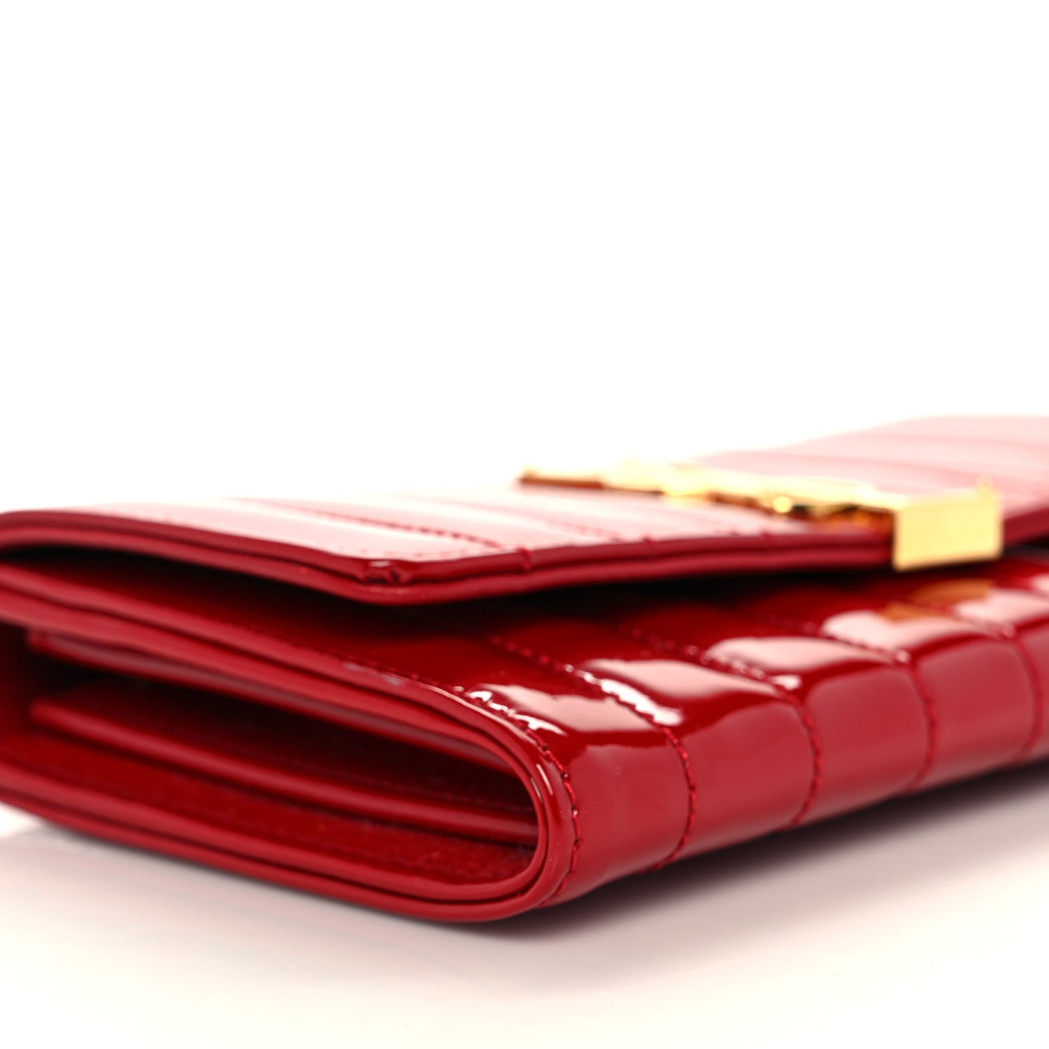 Saint Laurent Patent Calfskin Matelasse Monogram Large Vicky Continental Wallet Rouge Eros 8 of 10