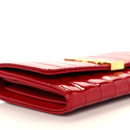 Saint Laurent Patent Calfskin Matelasse Monogram Large Vicky Continental Wallet Rouge Eros 8 of 10
