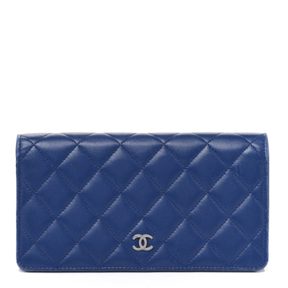 Chanel Lambskin Quilted Yen Wallet Blue 1 of 14
