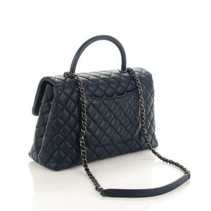 Chanel Caviar Quilted Medium Coco Handle Flap Navy 3 of 7