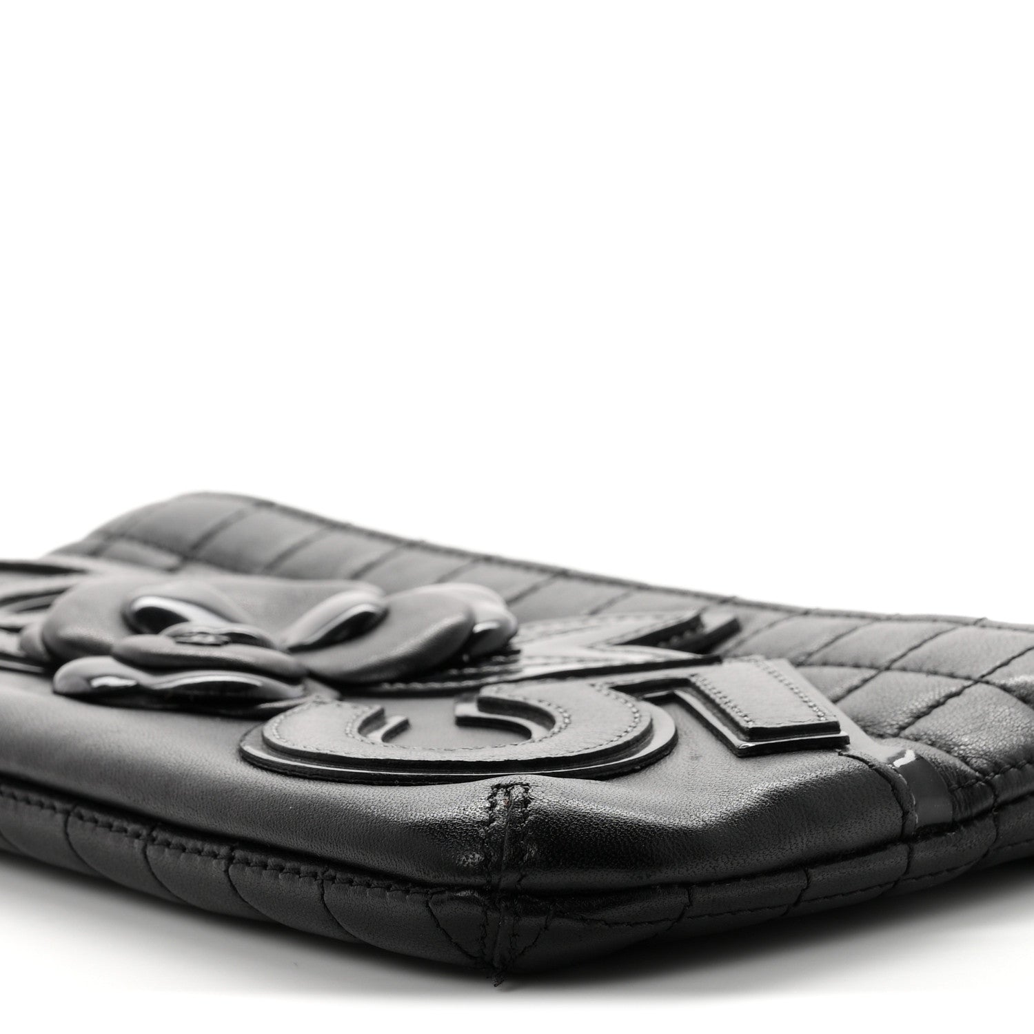 Chanel Lambskin Camellia No. 5 Chain Pouch Black 9 of 9