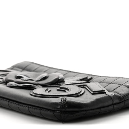 Chanel Lambskin Camellia No. 5 Chain Pouch Black 9 of 9