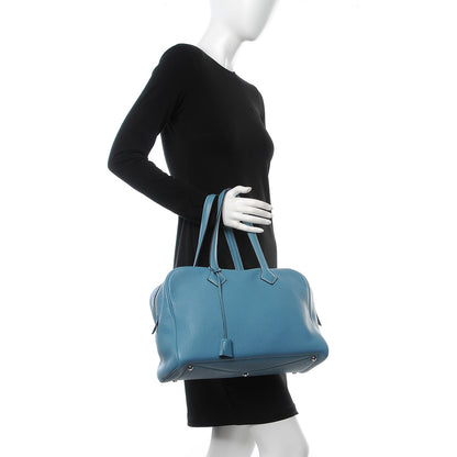 Hermes Taurillon Clemence Victoria II 35 Blue Jean 2 of 8