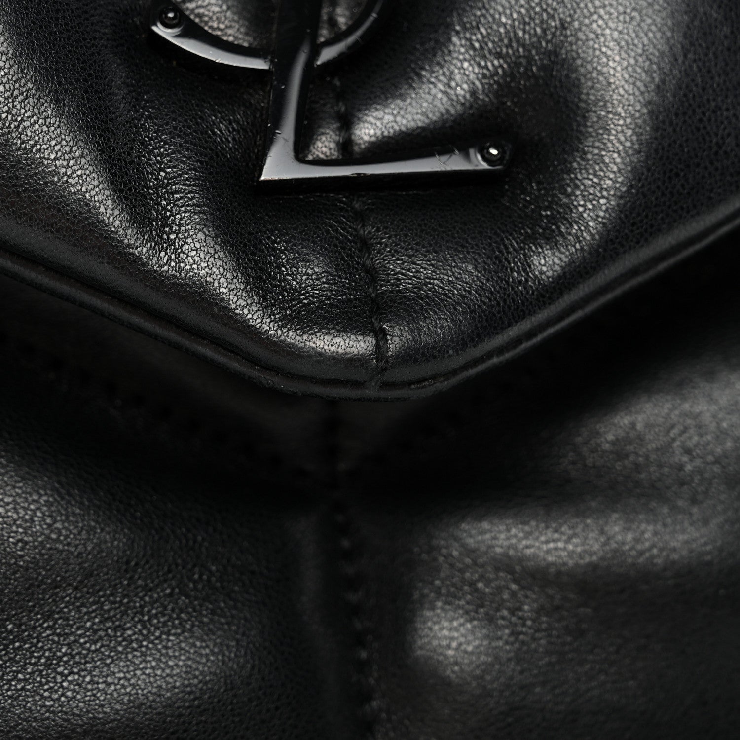 Saint Laurent Lambskin Quilted Monogram Monochrome Small Loulou Puffer Chain Satchel Black 11 of 11