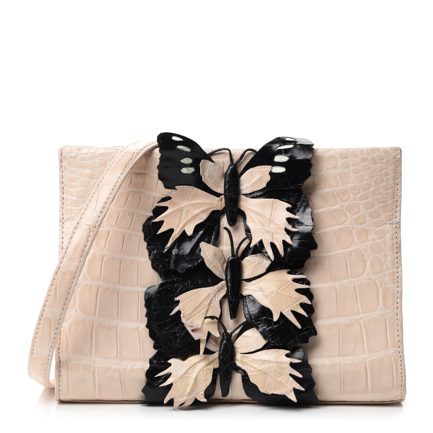 Crocodile Butterfly Small Clutch Bag Blush Black